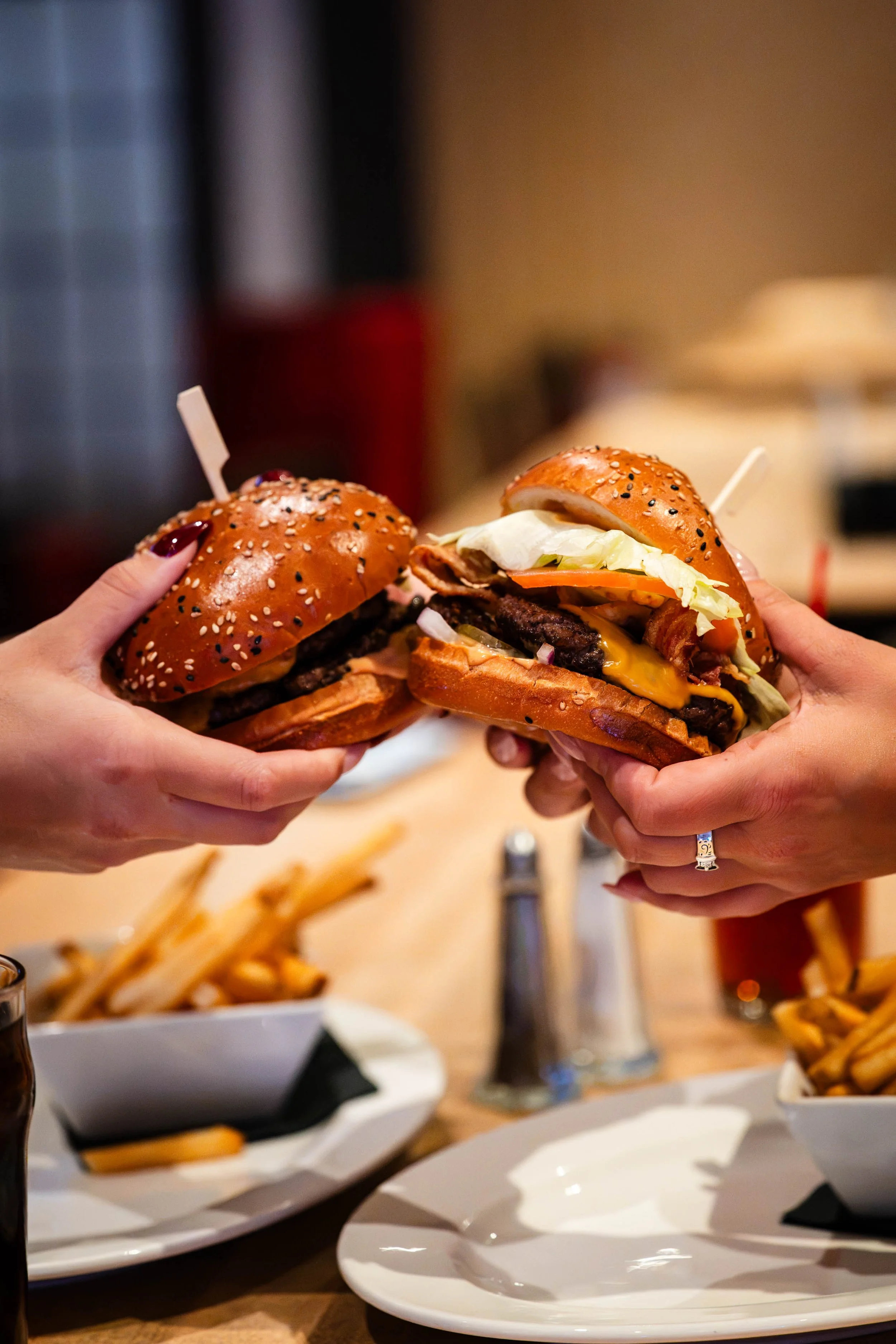 Two burgers at Joker's Den