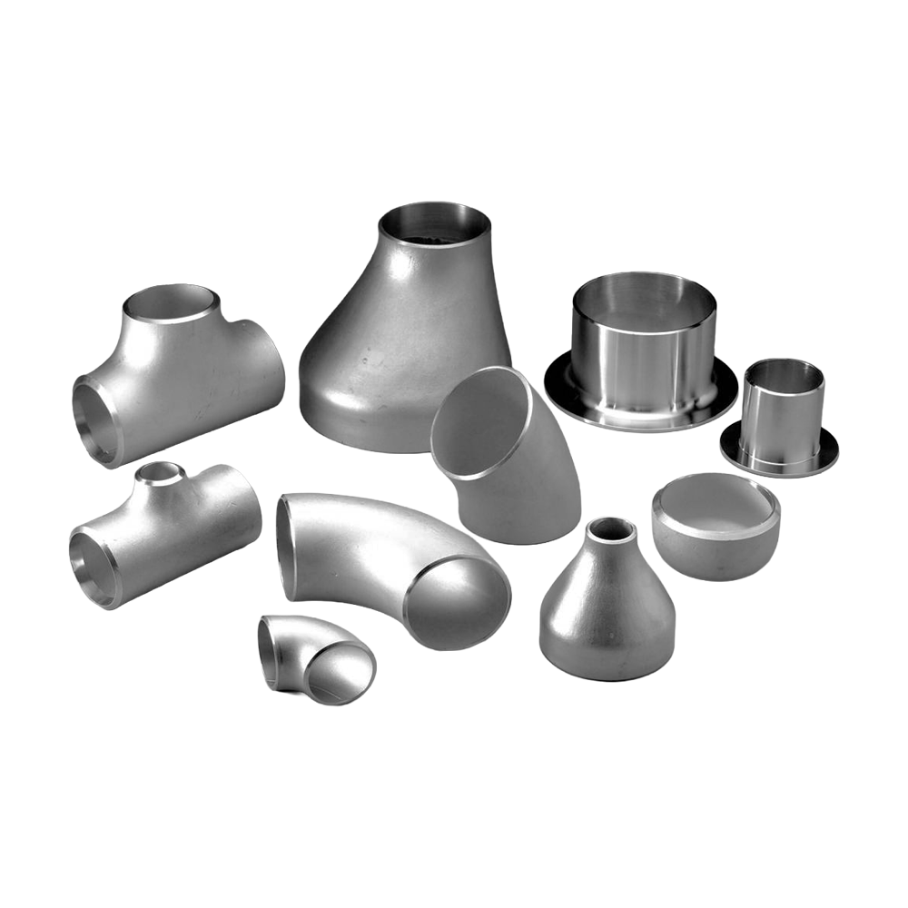 A collection of stainless steel Schedule 10 pipe fittings, good for industrial applications. 