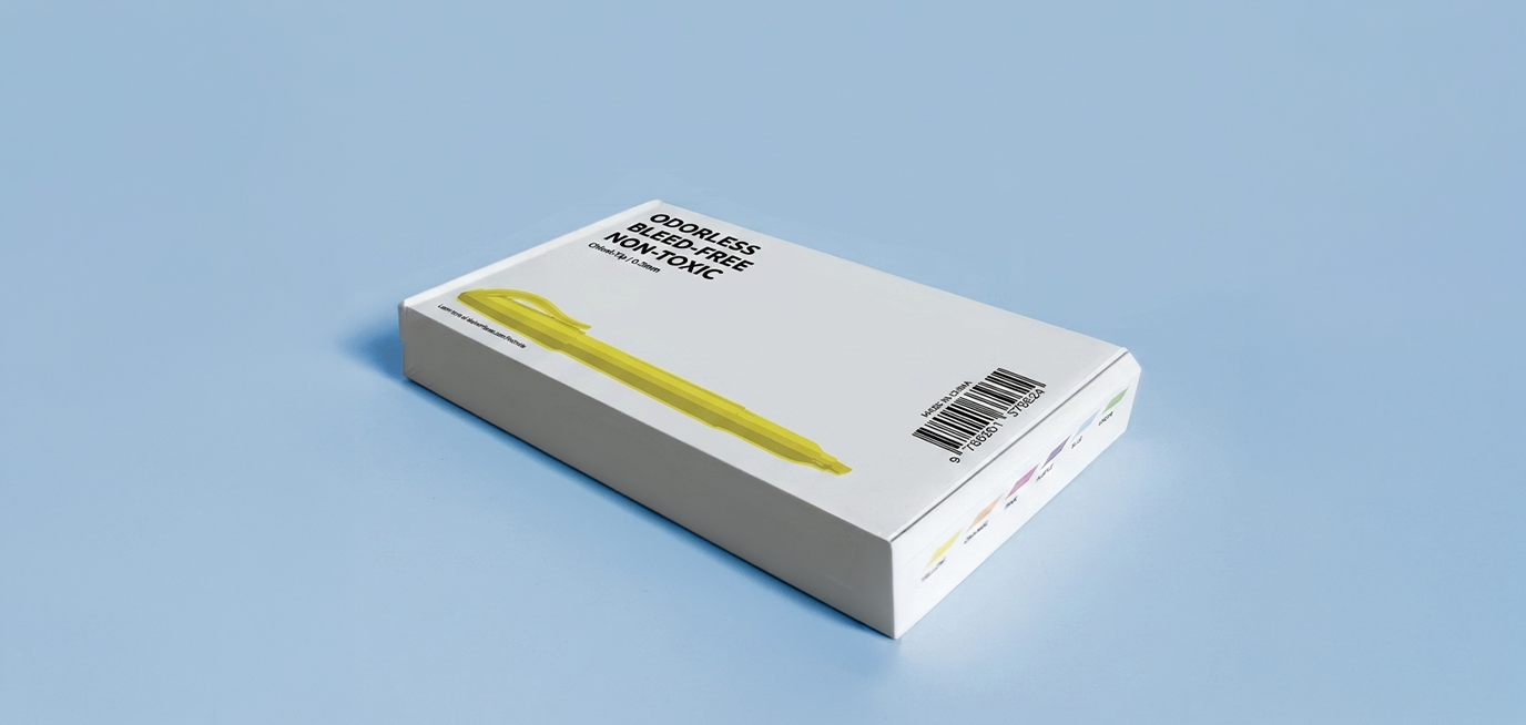 Box of odorless, bleed-free, non-toxic glue sticks on a light blue background.