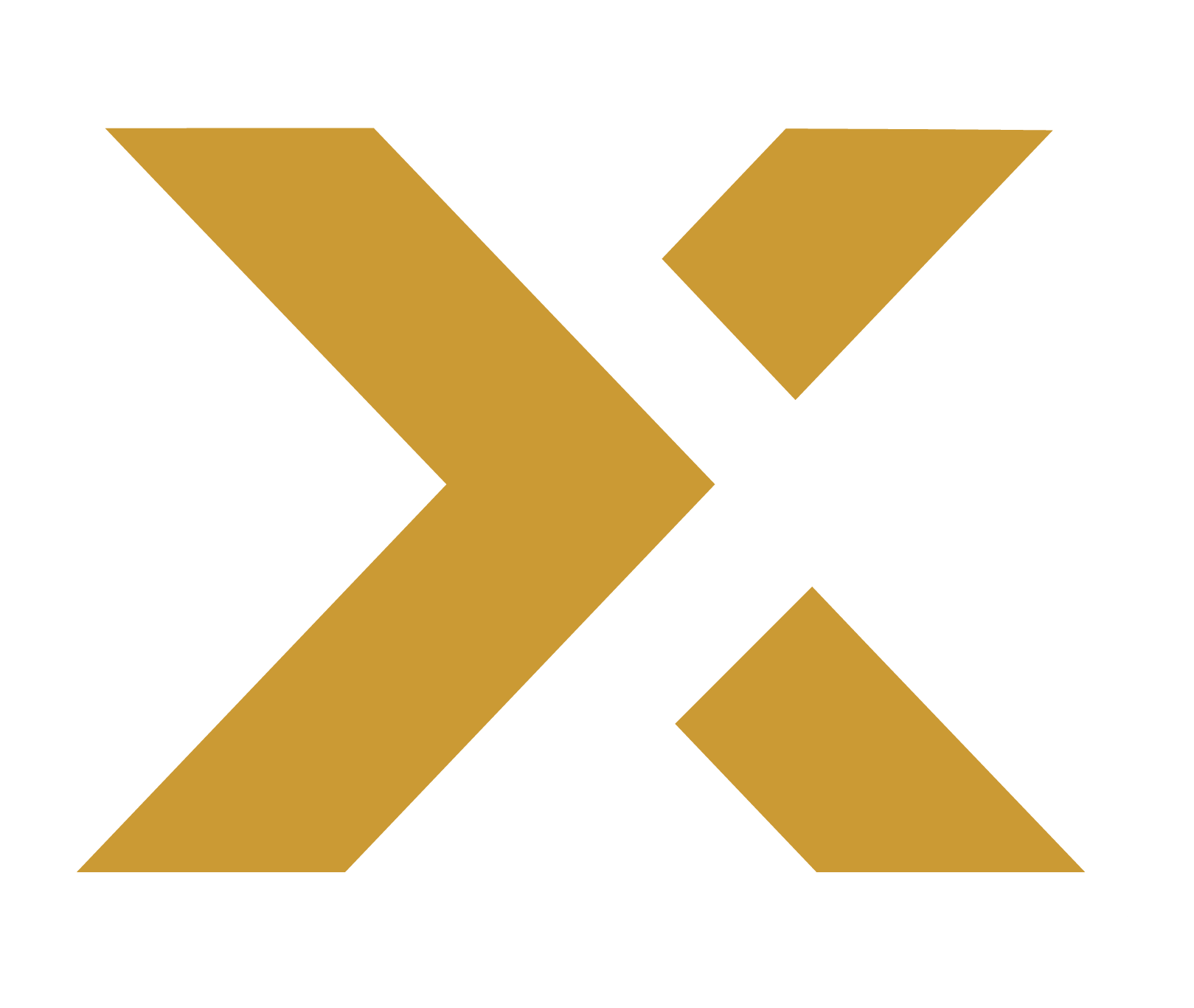A black background with gold abstract lines forming an arrow pattern.