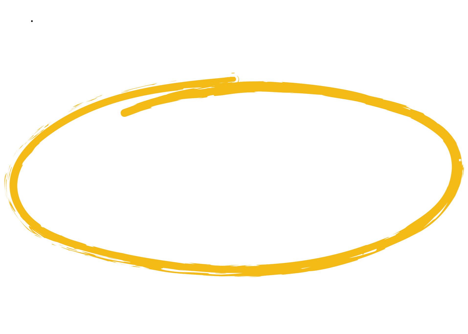 Golden yellow hand-drawn oval shape on a black background.
