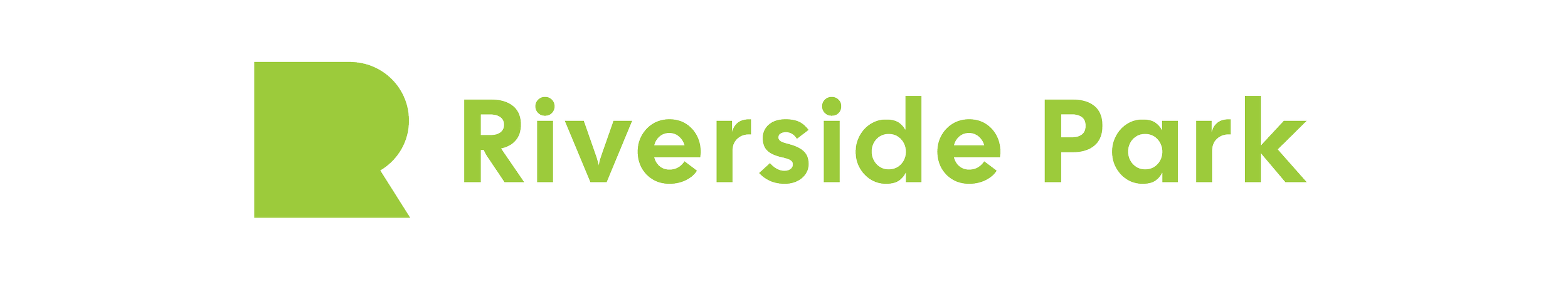 The Riverside Park logo featuring a stylized green letter R and the text Riverside Park in green and black.