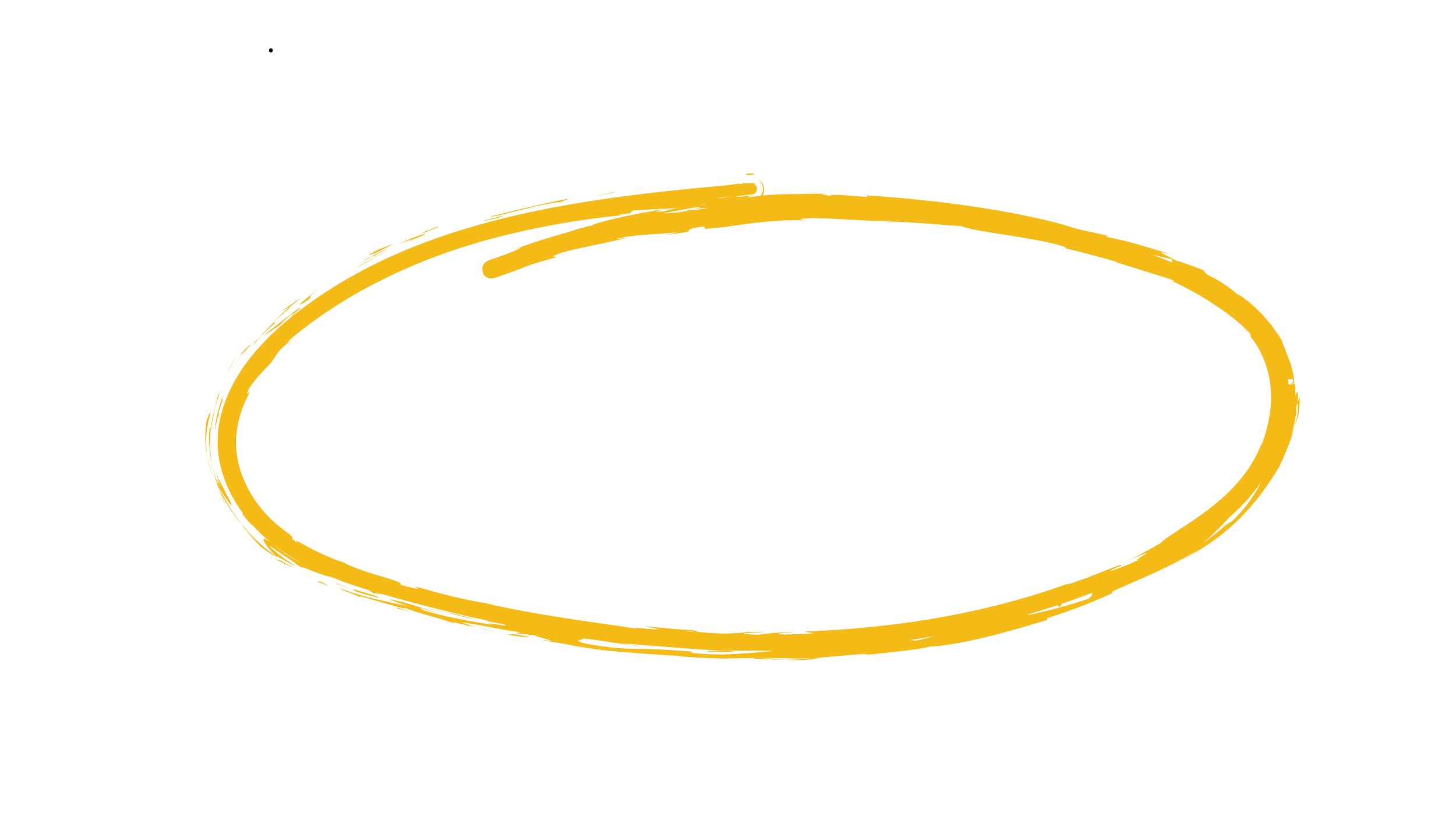 Golden yellow hand-drawn circle with textured strokes on a transparent background.