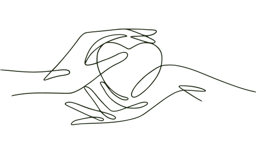 Hand holding heart icon