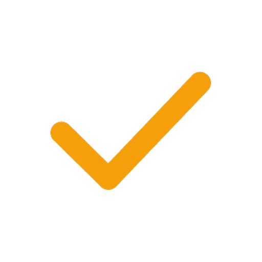 Black background with large orange checkmark.