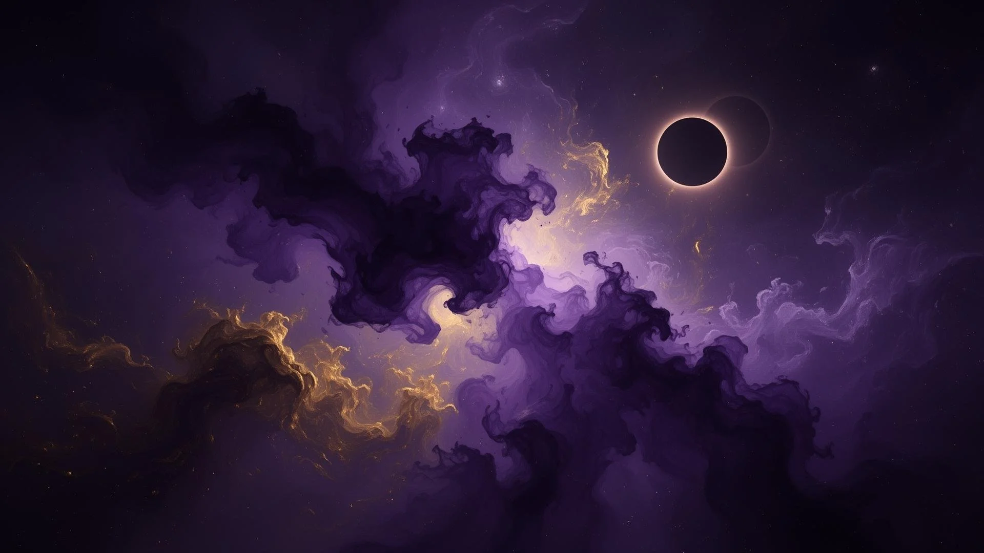 Night sky with eclipsed moon and clouds.