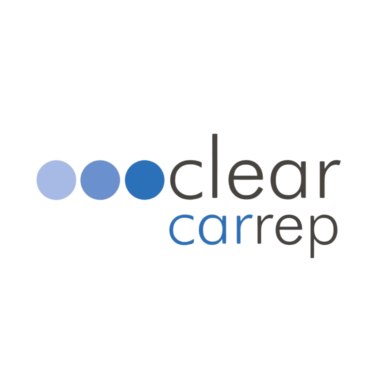 Logo mit Text 'clearCare' und vier blaue Kreise davor.