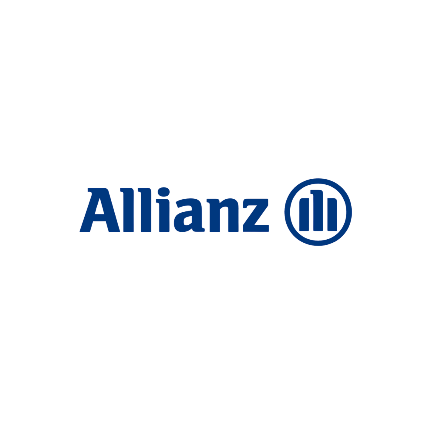 Das Logo der Allianz, eines deutschen Versicherungs- und Finanzdienstleistungsunternehmens, mit blauem Schriftzug und Symbol auf schwarzem Hintergrund.
