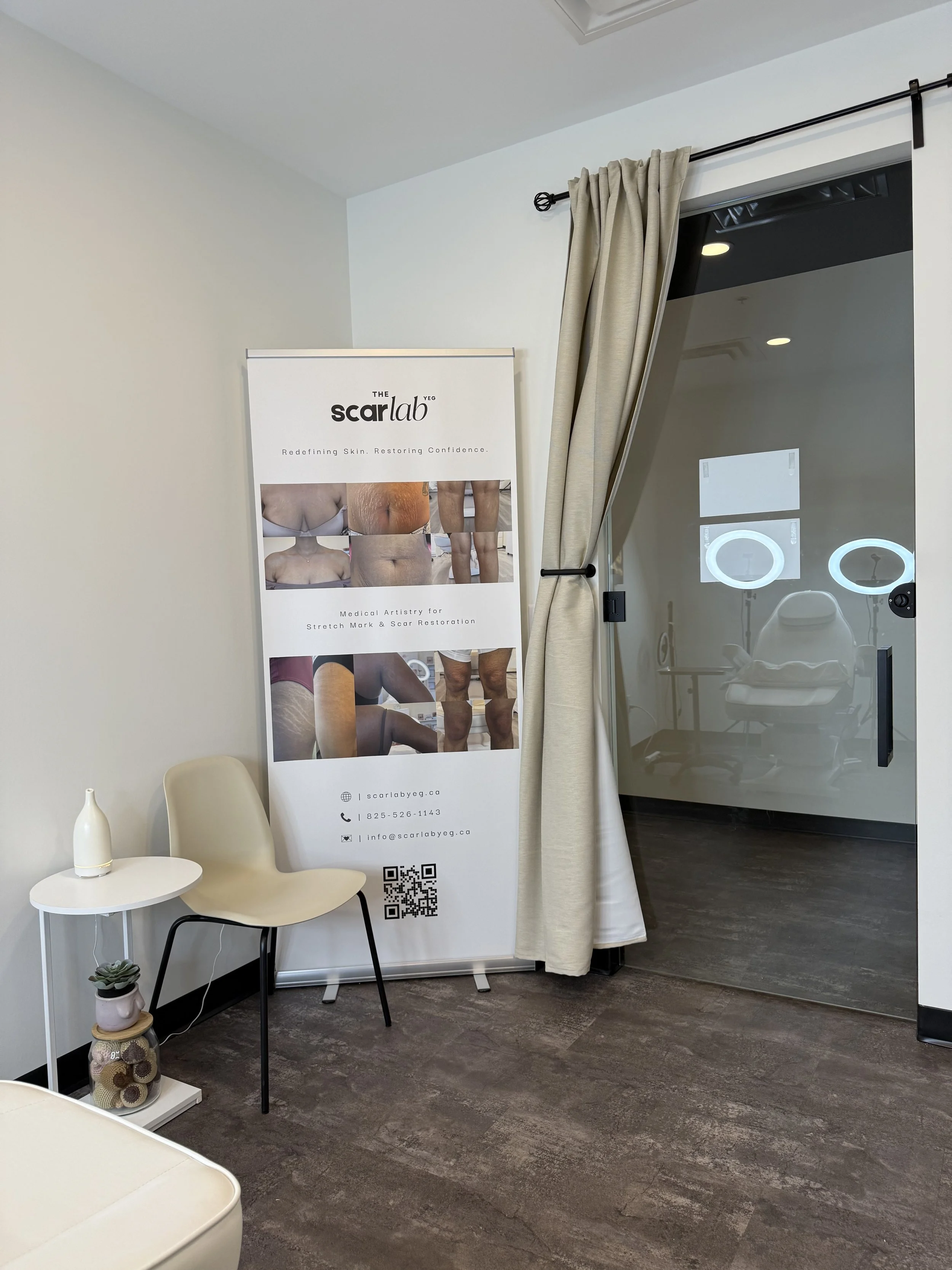 Private treatment room at The Scar Lab YEG in Edmonton.