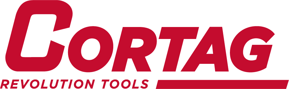 Logotipo de la marca CORTAG en colores rojo y negro, con el lema 'Revolution Tools'.