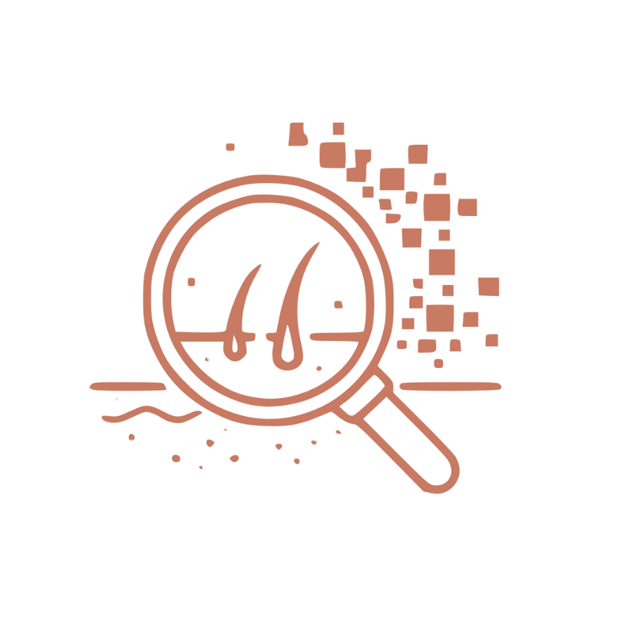 Une loupe examines un indicateur de température ou de pression, avec des points de données et des graphiques montrant un graphique de tendance.