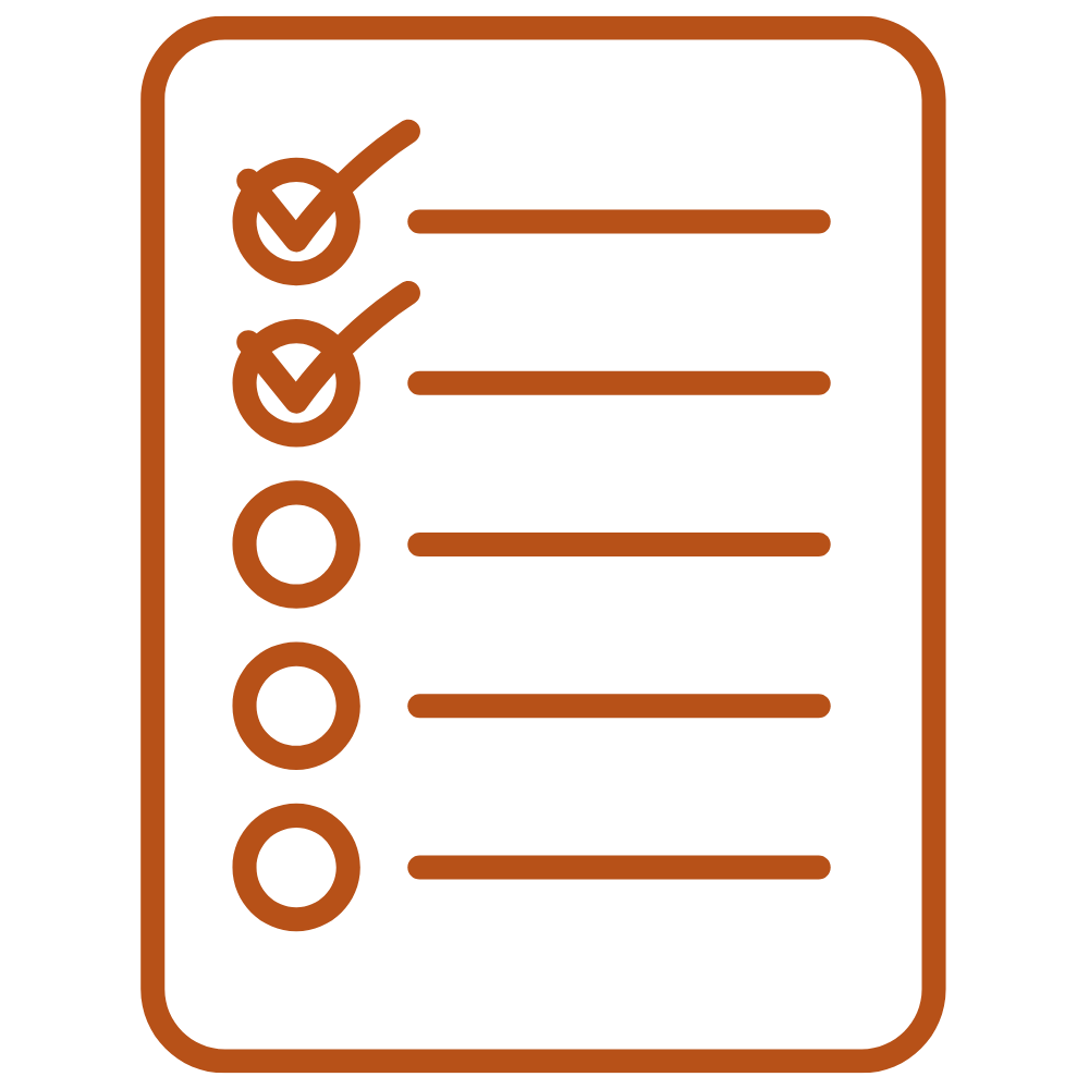 Checklist with three items marked and two items unmarked.
