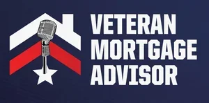 Logo for Veteran Mortgage Advisor featuring a microphone, house shape, and star with blue, red, and white colors.