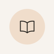 Open book icon on a beige circular background