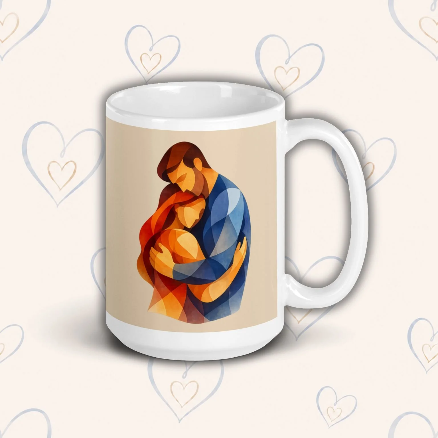 Couple's Embrace Ceramic Mug (Front)