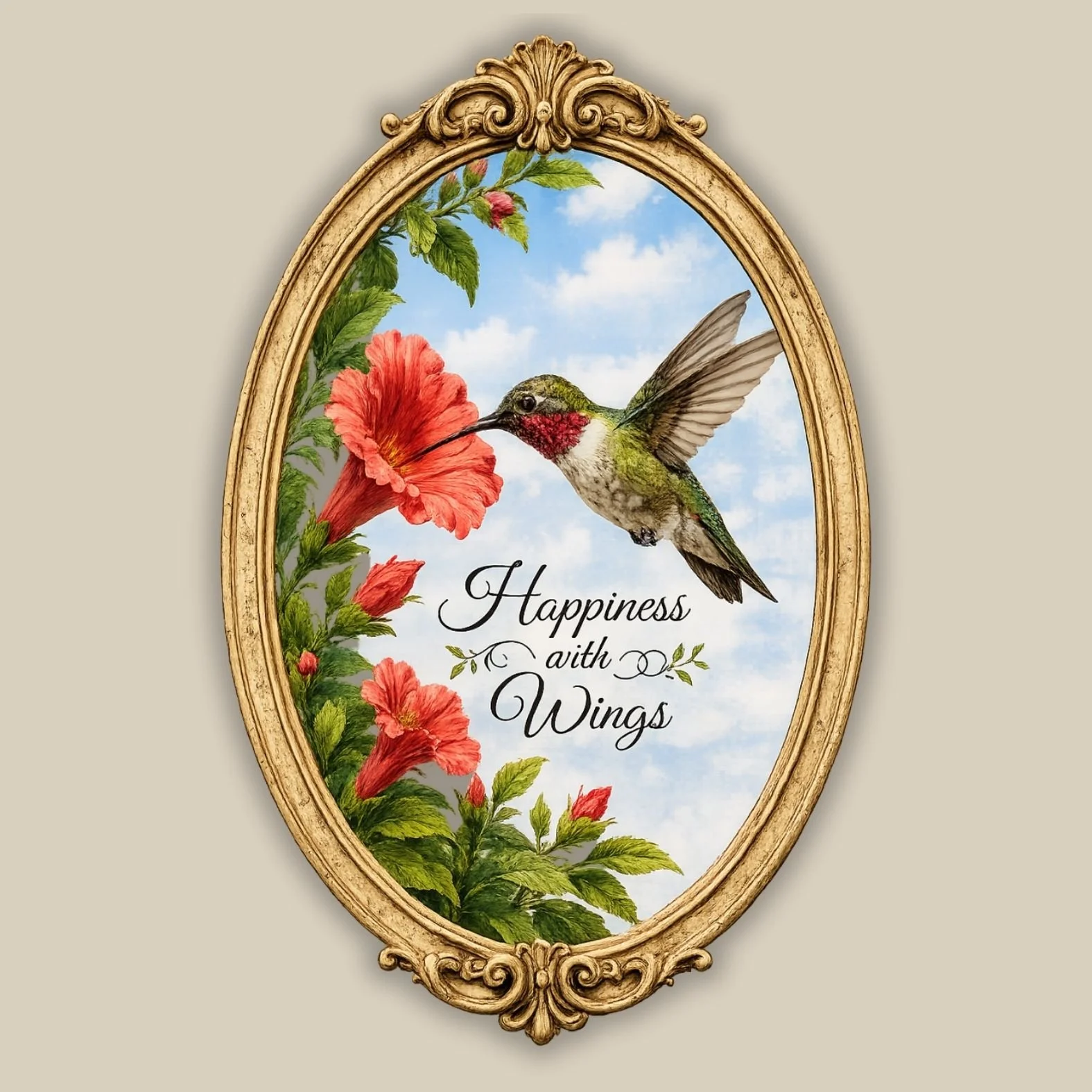 Happiness with Wings Design Detail