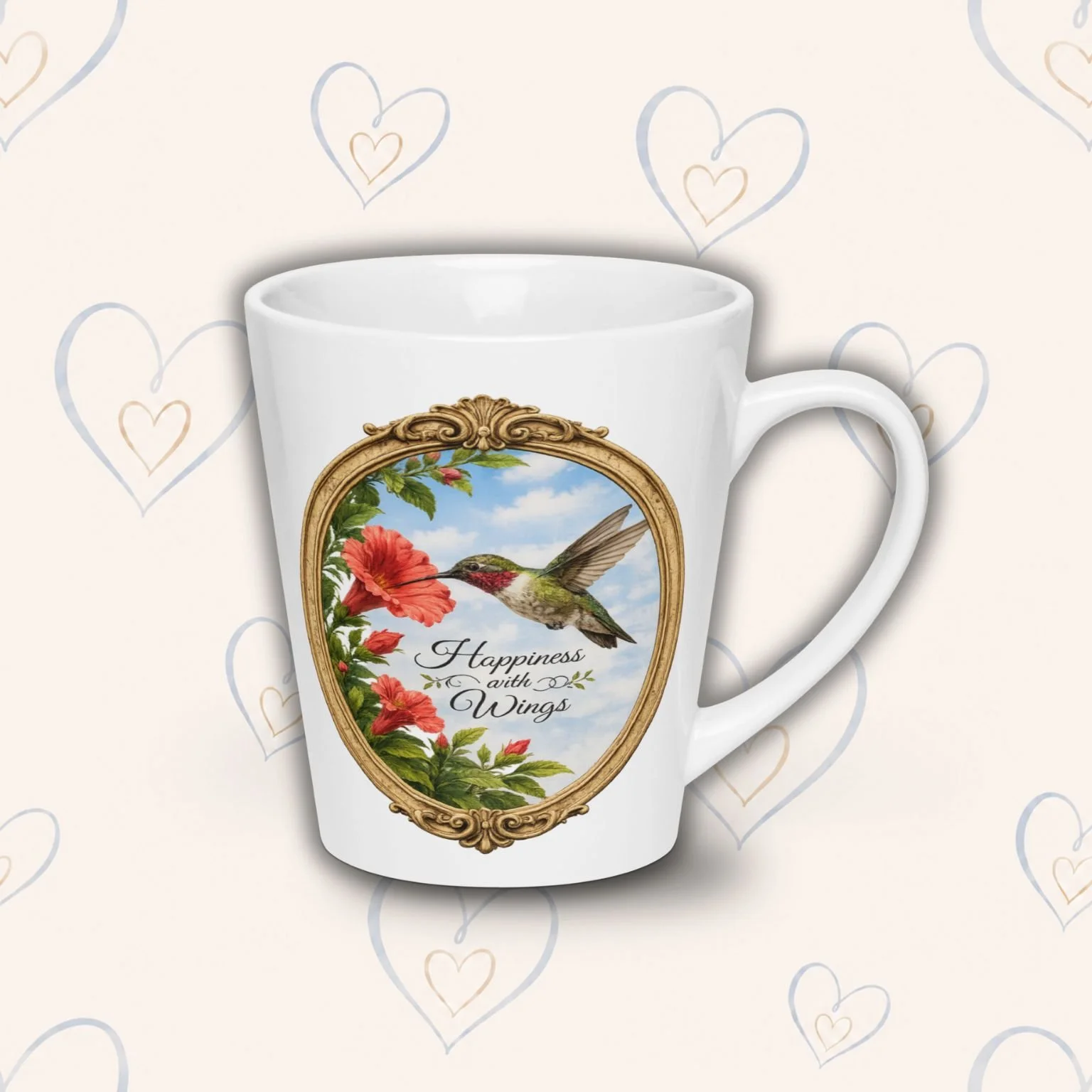 Happiness with Wings Latte Mug (Front)