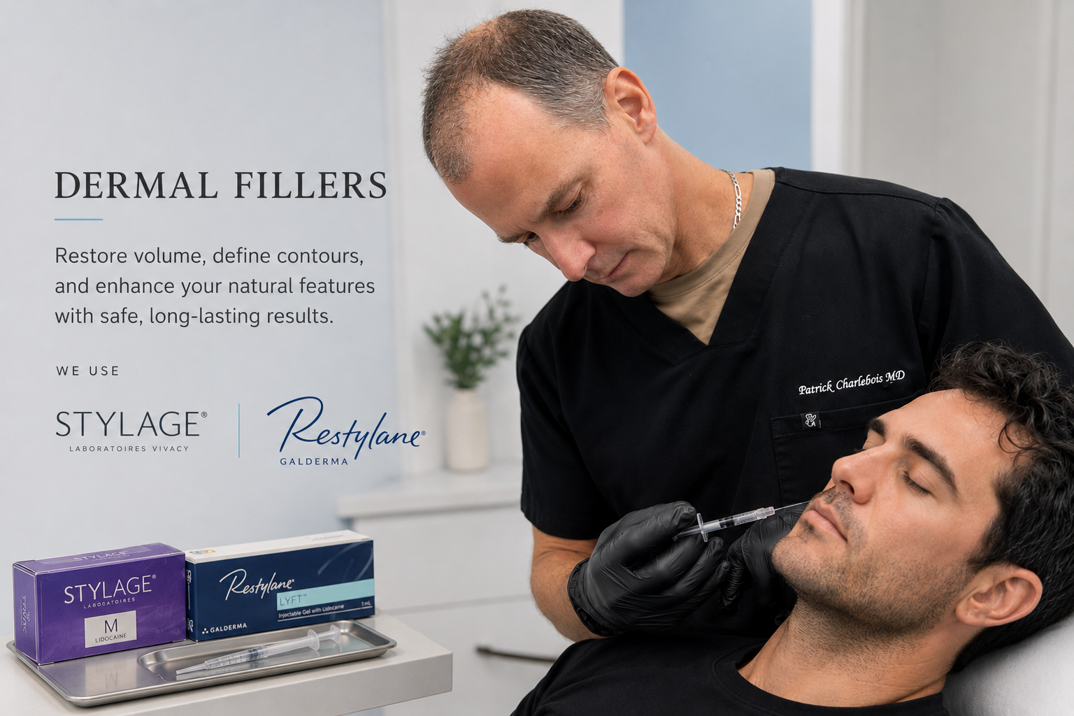 Dermal filler treatment with Stylage and Restylane at Dr. Charlebois Aesthetics.