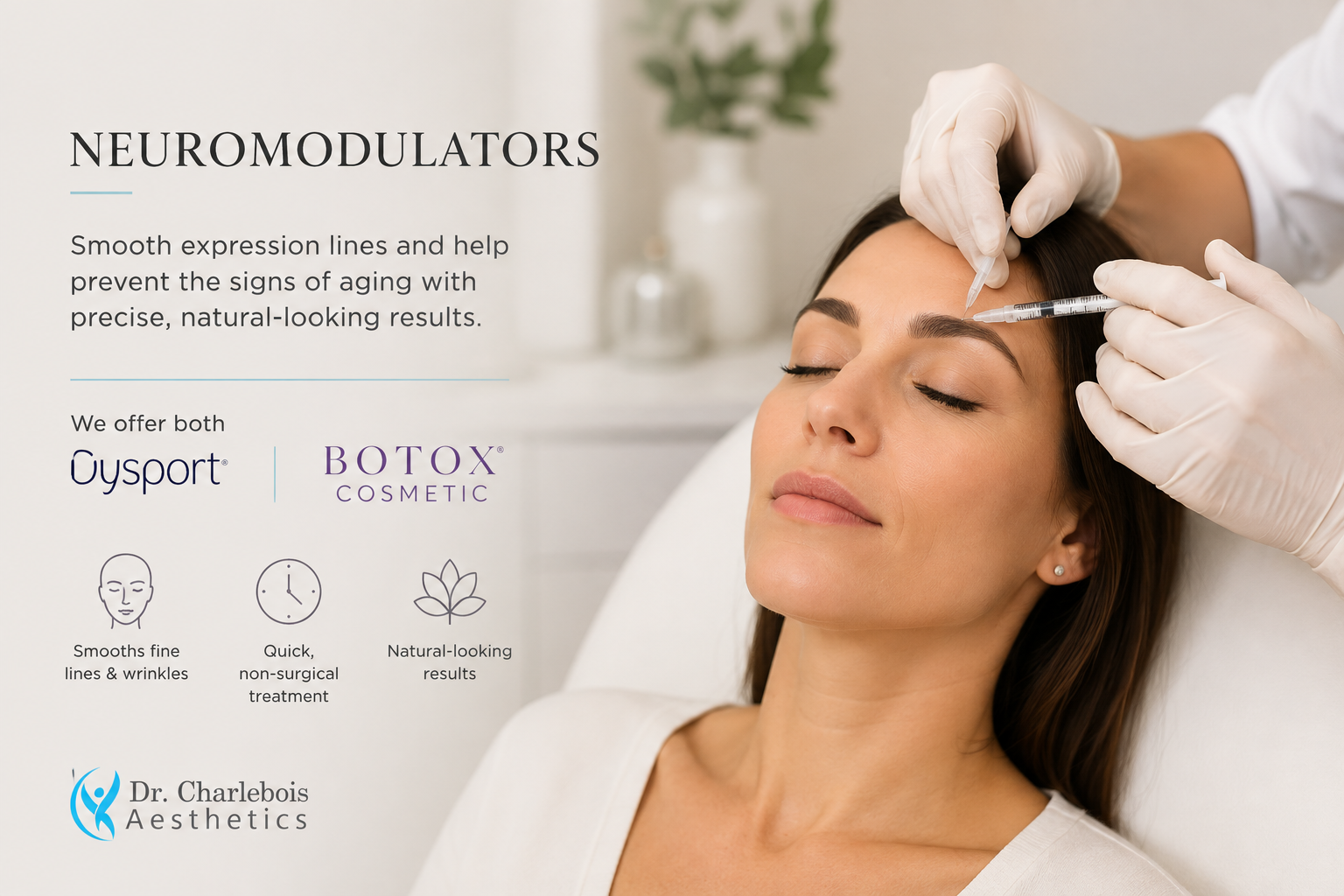 Neuromodulator injection treatment at Dr. Charlebois Aesthetics in Cornwall, Ontario.
