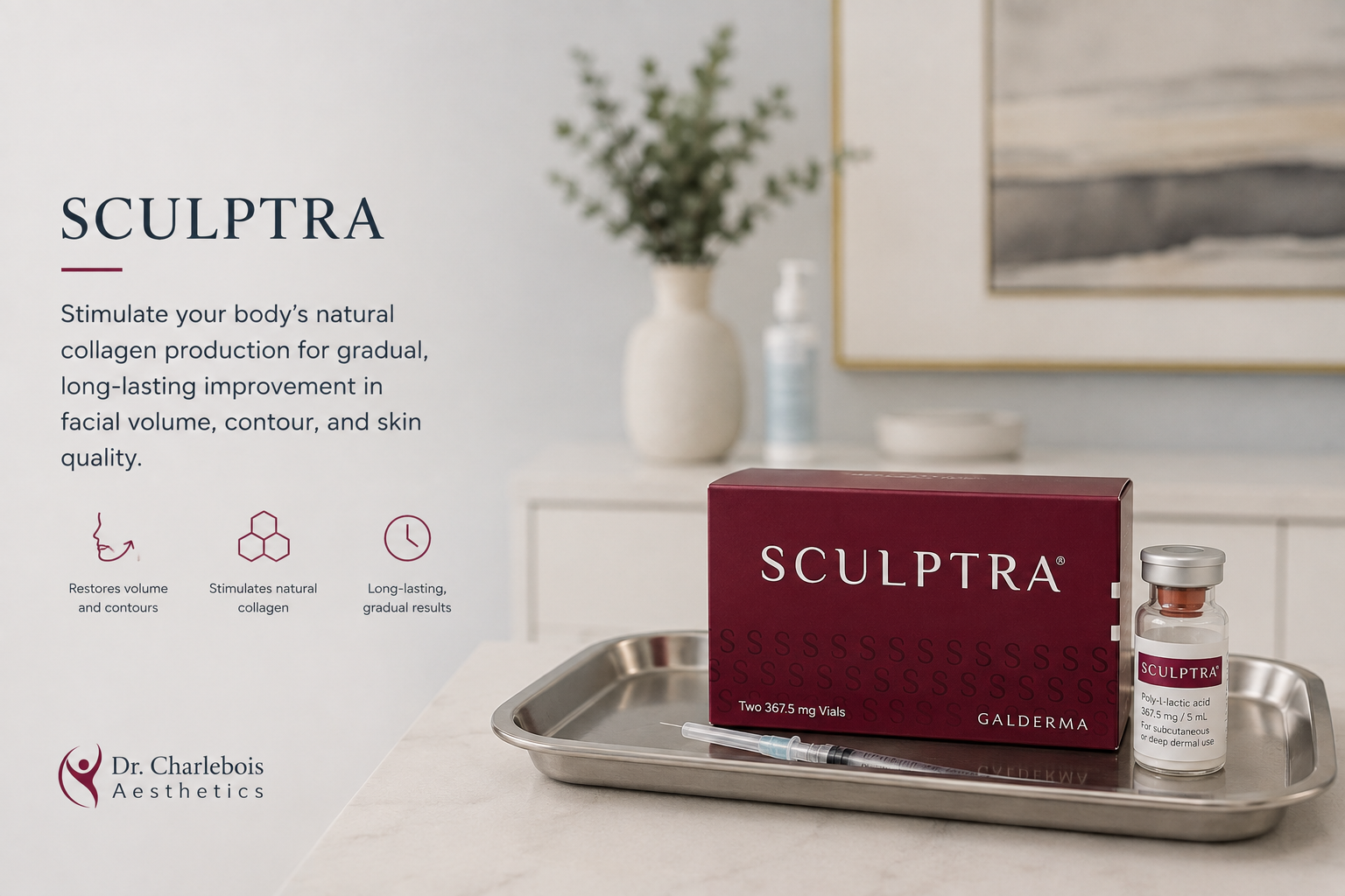 Sculptra injectable biostimulator offered at Dr. Charlebois Aesthetics.
