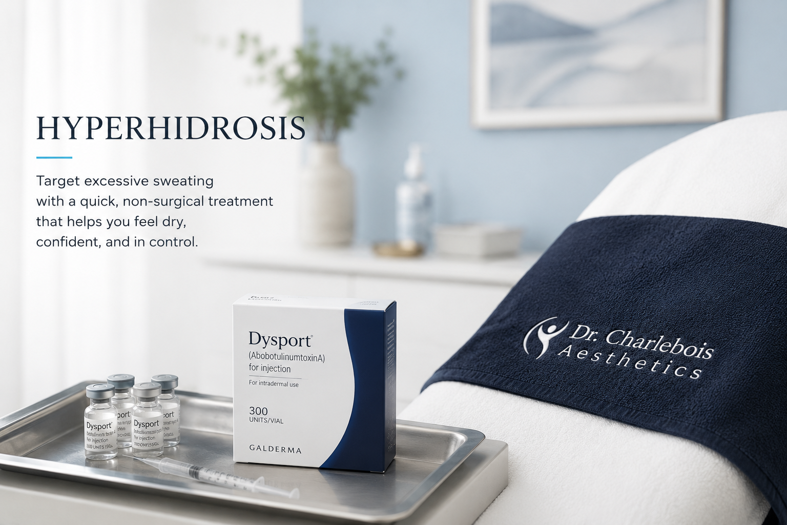 Dysport treatment for hyperhidrosis at Dr. Charlebois Aesthetics.