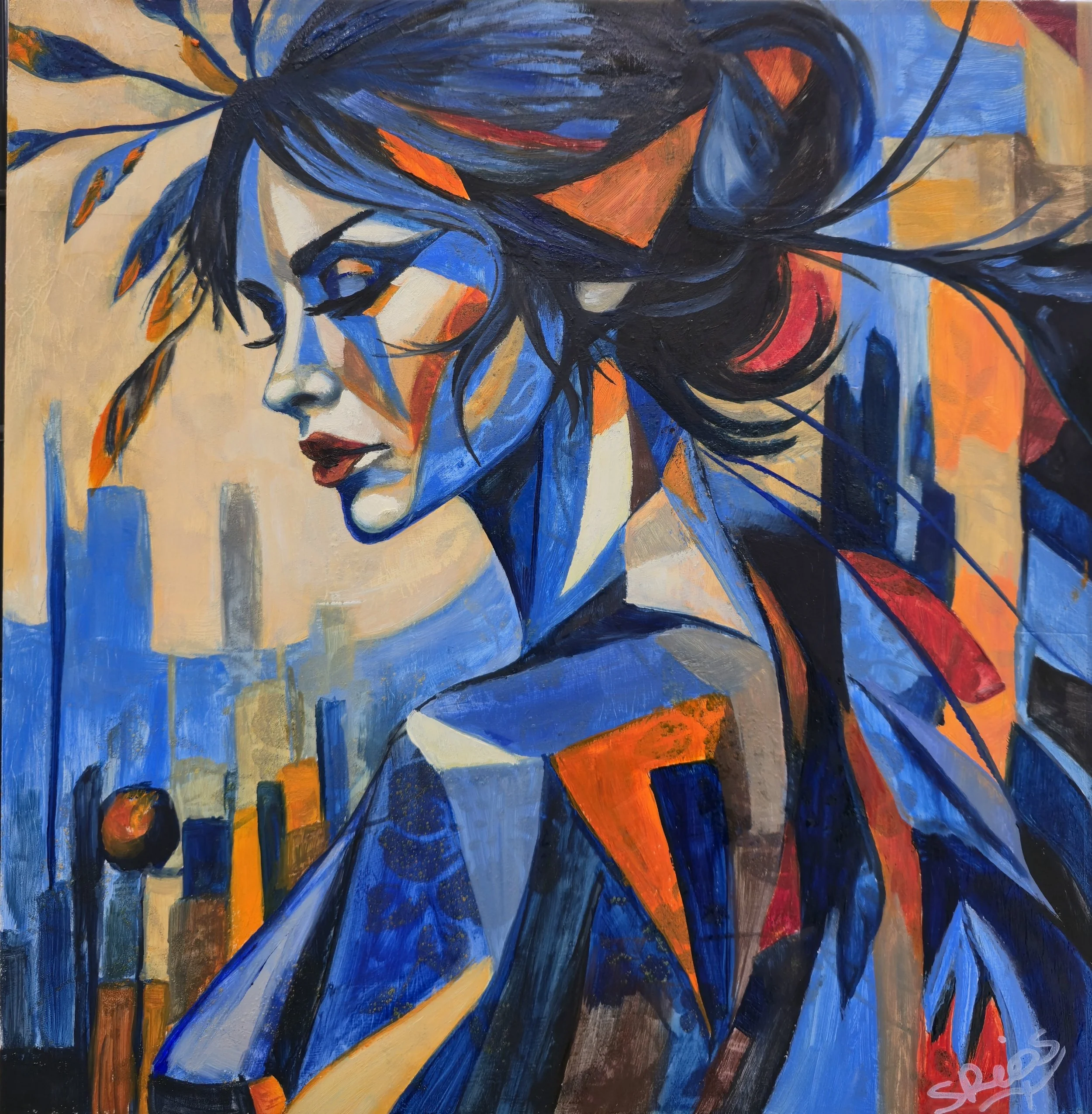 "Above the Noise" original mixed media oil painting 12"x12"x1.5" Small Works Colleciton