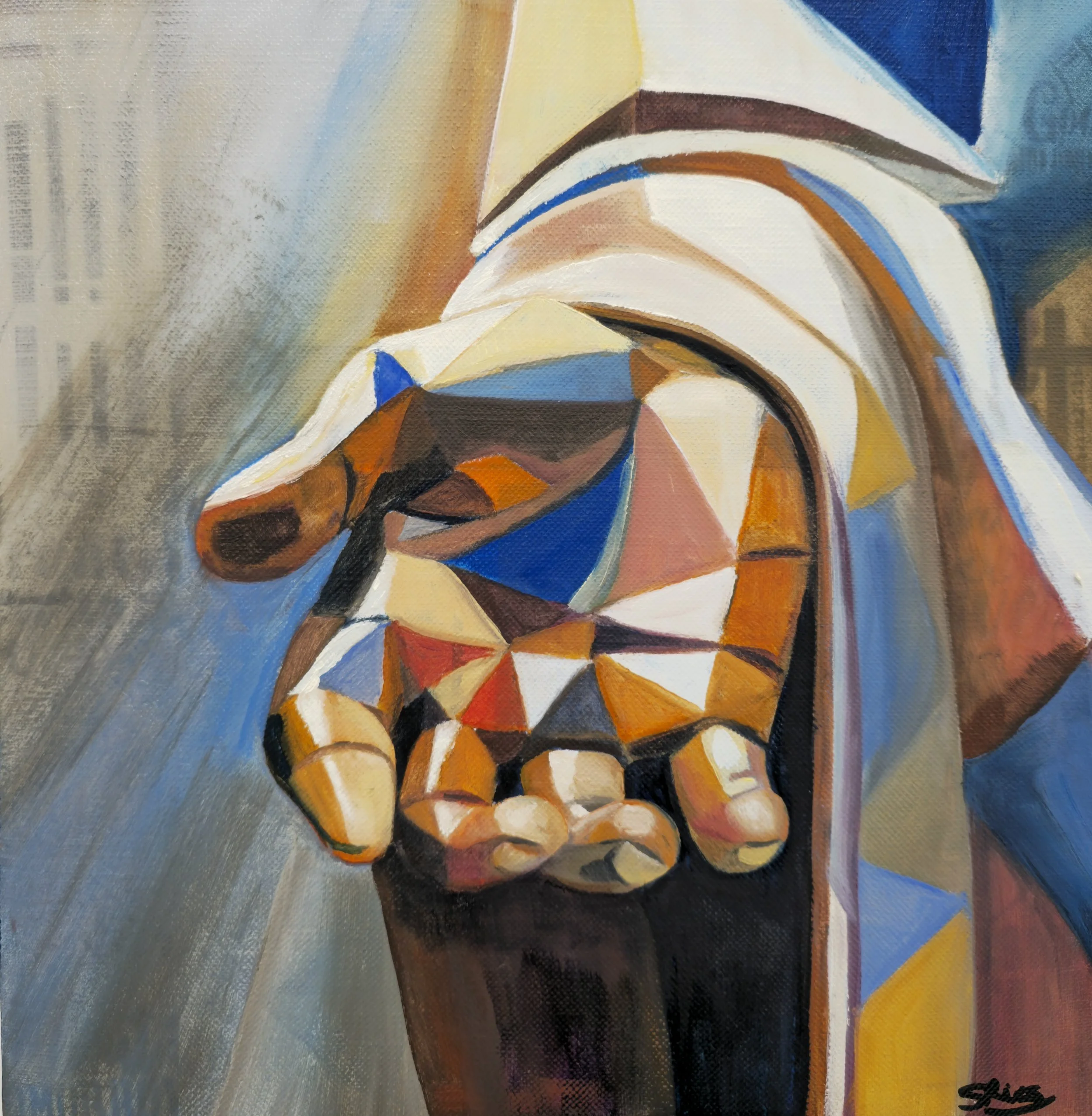 "Eternal Life" Original mixed media oil painting.  12"x12"x1.5  Small Works Collection