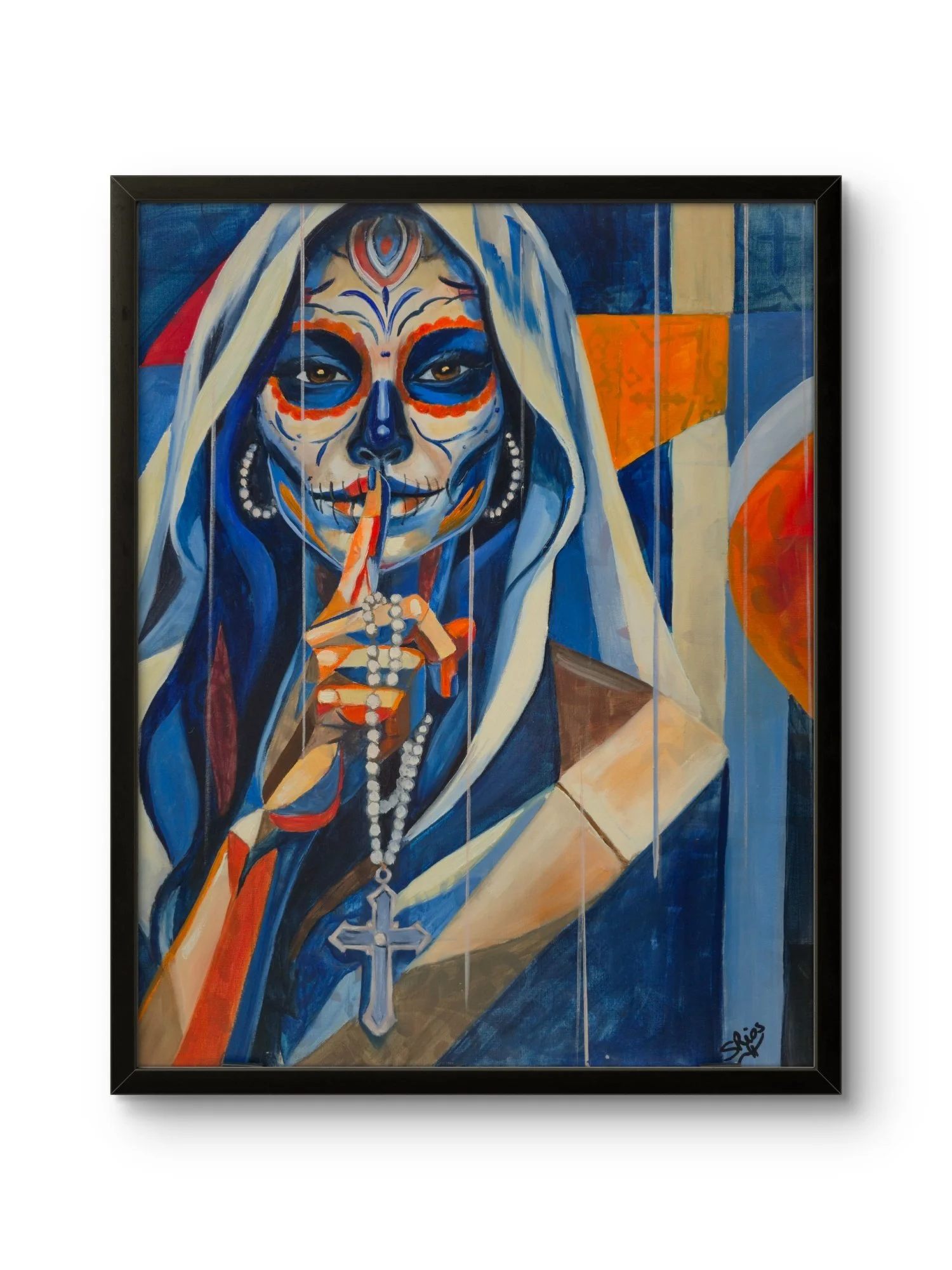 "Murmurs of the Afterlife" Original mixed media oil painting, 16"x 20" Framed