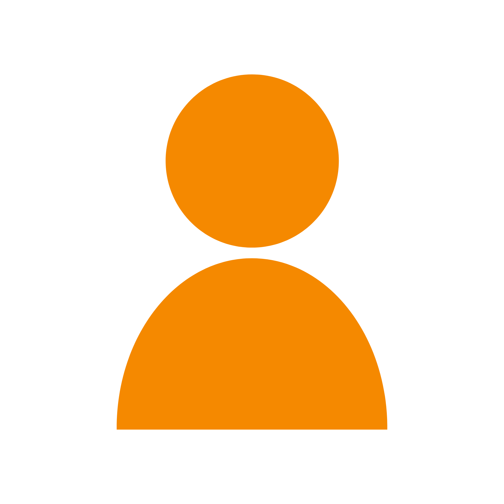 Orange circle with person icon on black background.