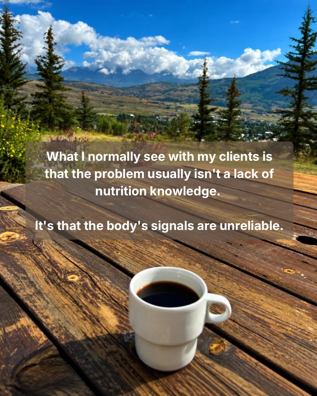 You know some stuff about nutrition, but how do we walk through unreliable body signals?
☕️ Better understanding your unwired body, brain, environment, and nourishment patterns.
☕️ Removing barriers that make eating consistently difficult.
☕️ Creatin