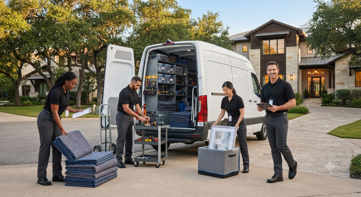 OnlyPros team providing professional moving, delivery, and property support services in Austin, Texas.