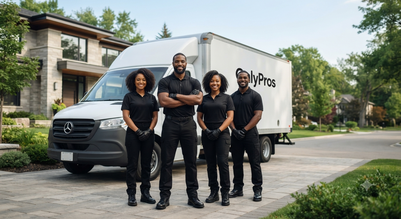 OnlyPros service team with company van providing professional delivery and property support services