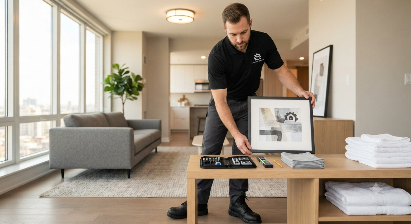 OnlyPros professional preparing and organizing a residential property for a customer.