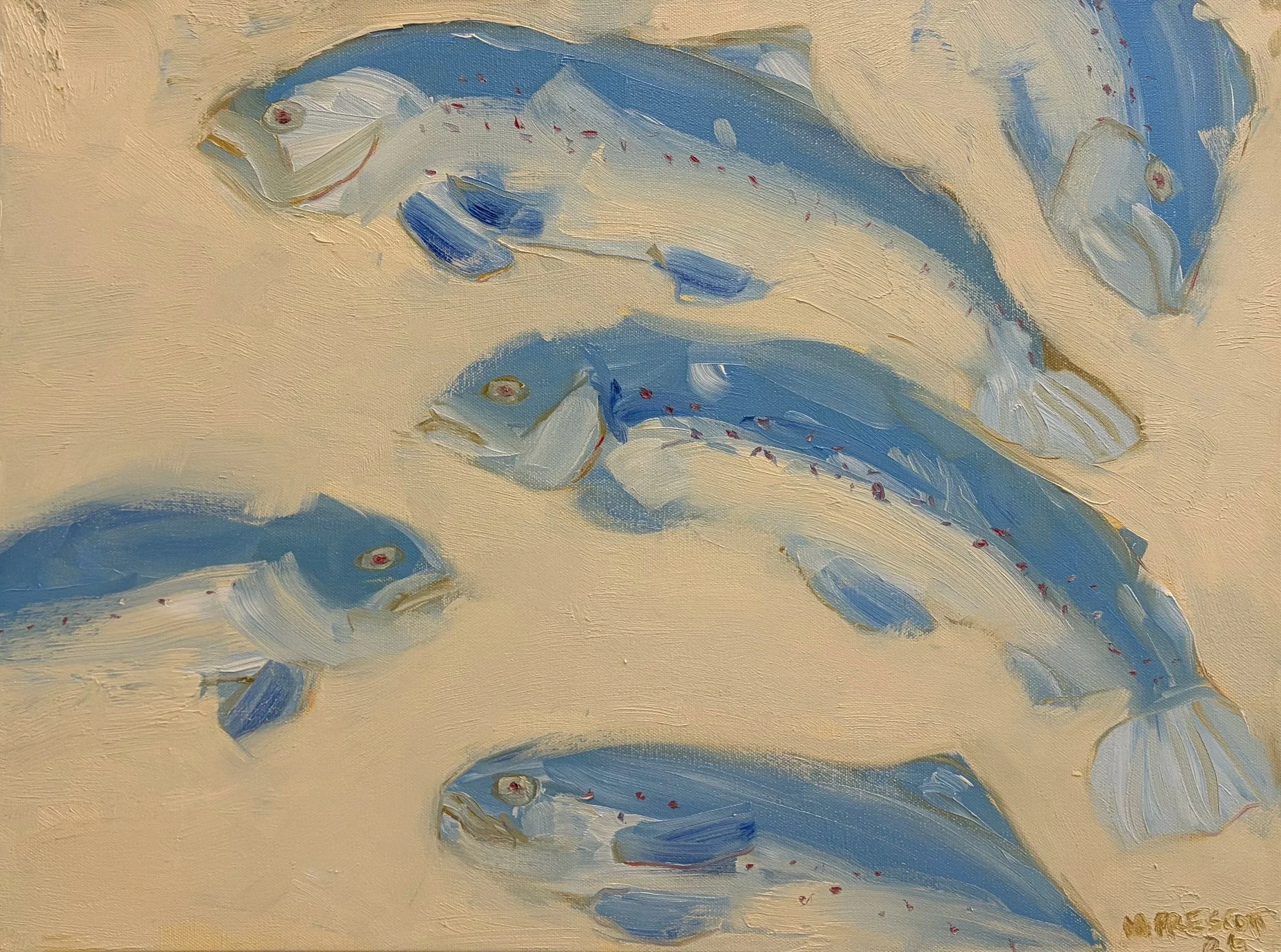 Five Trout for Nathan · 2026 · Oil on canvas · 16 x 20 in.