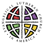 The logo of Evangelical Lutheran Church in America, featuring a circular design with a cross and four stylized figures in red, purple, green, and yellow.