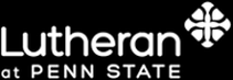 Lutheran at Pennsylvania State University logo with a black background and white text