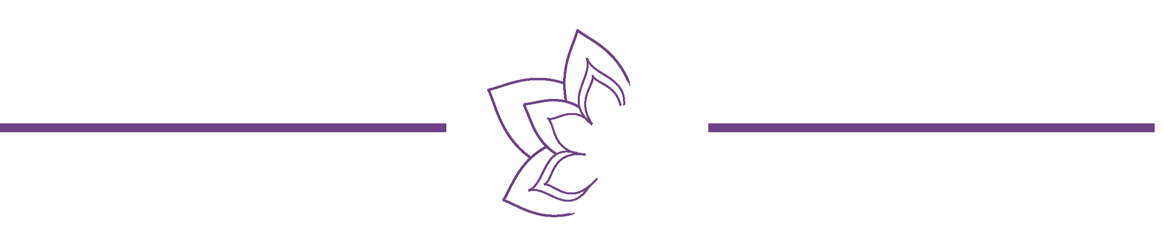 Elegant black background with purple horizontal lines on each side of a purple lotus flower outline and a white letter G in the center.