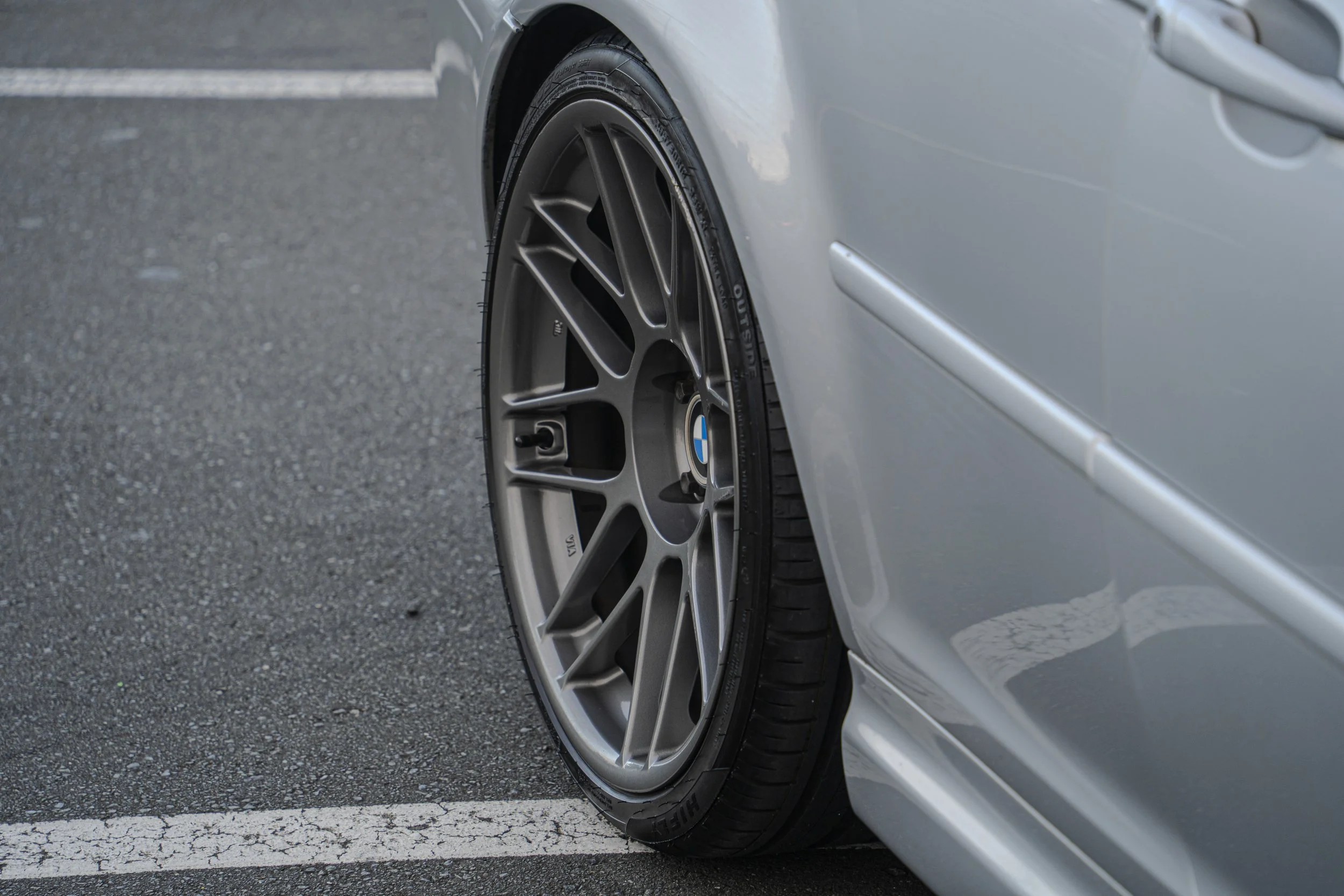 large rear wheel of a bmw