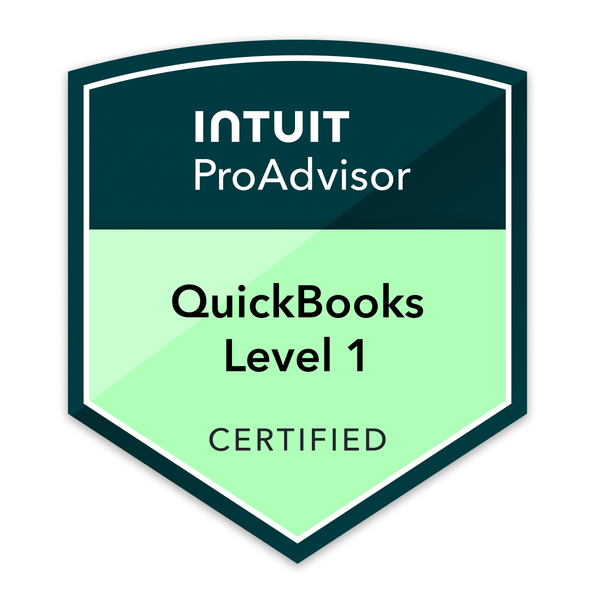 Badge for Intuit ProAdvisor certifying QuickBooks Level 1
