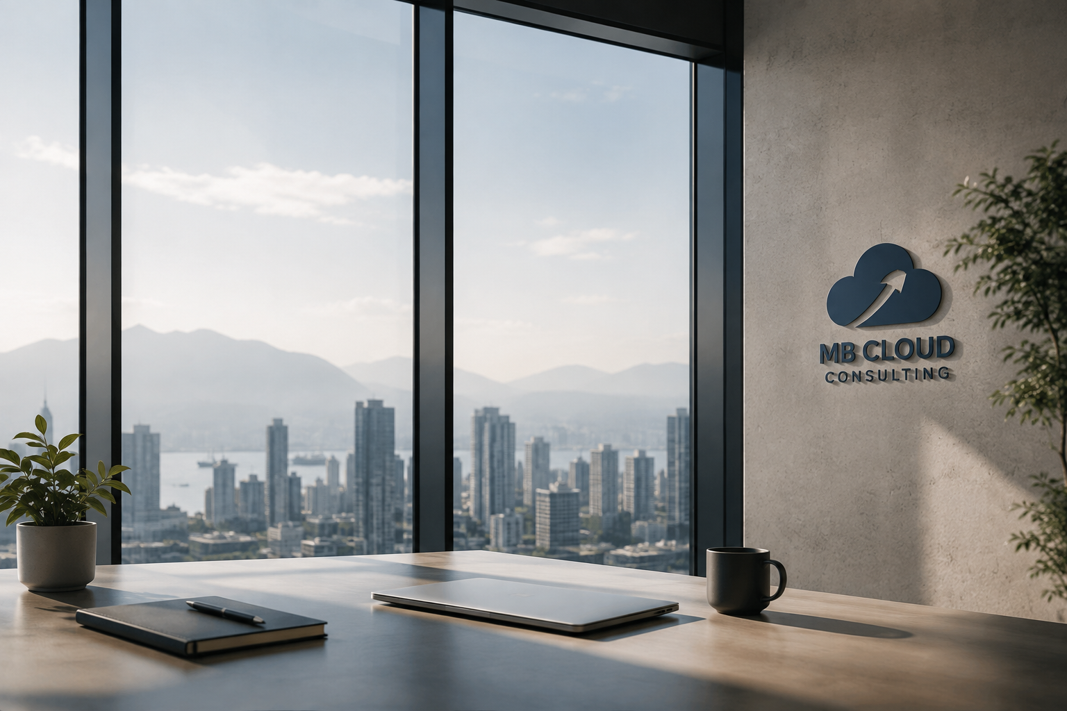 MB Cloud Consulting office overlooking a city skyline, representing customer experience, cloud and AI consulting