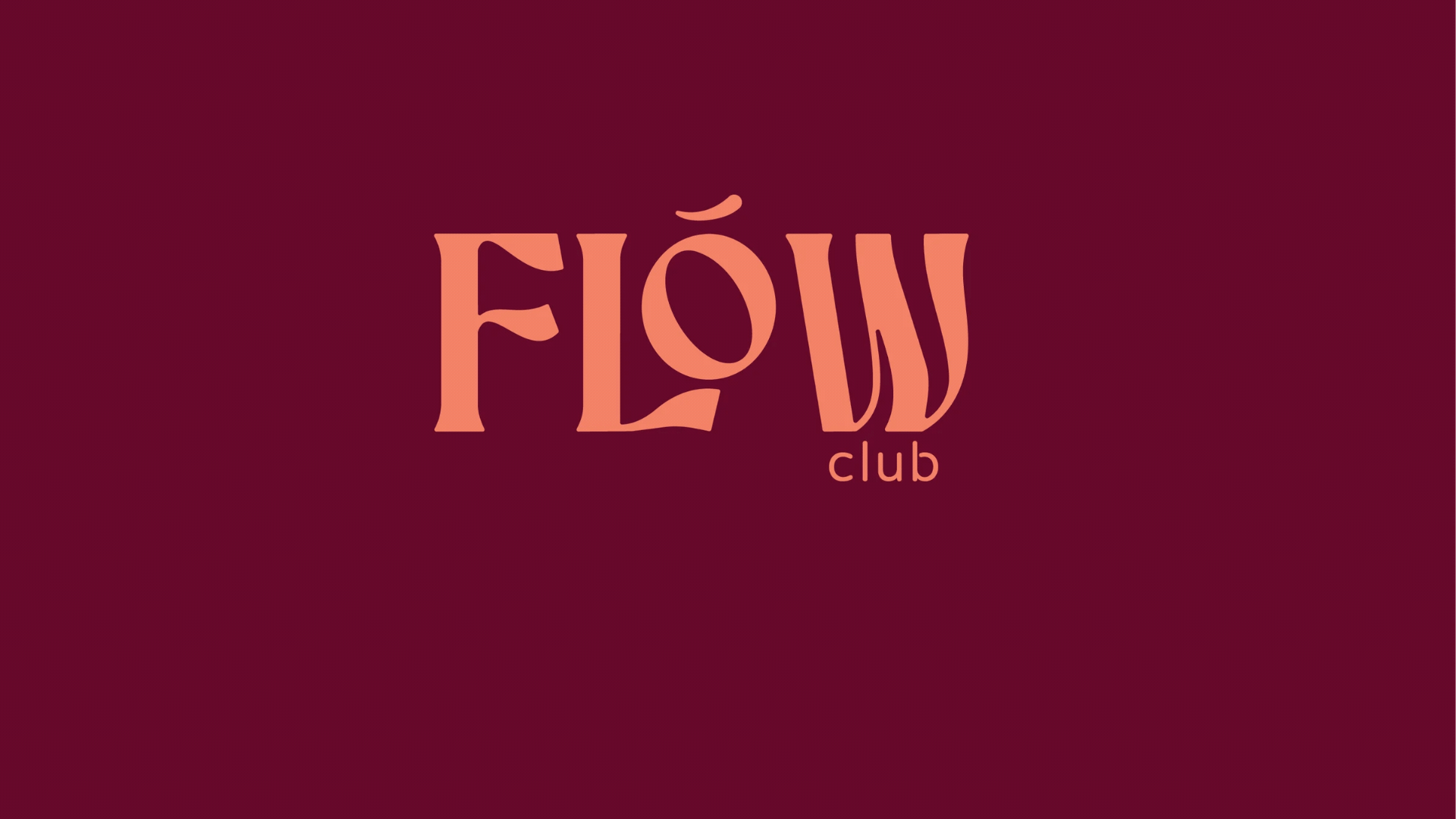 The logo of FLOW club with stylized pink text on a maroon background.