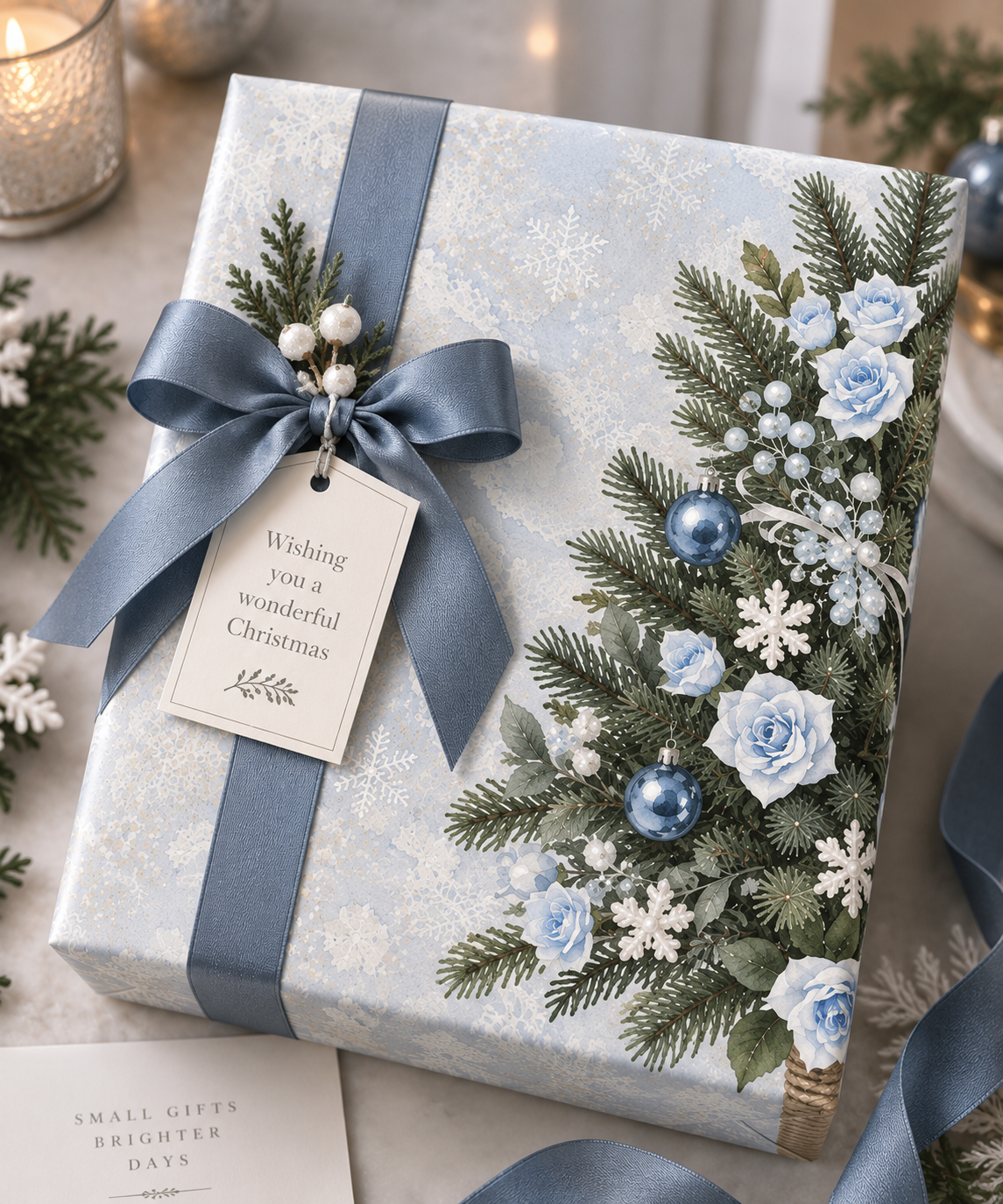 Blue Xmas Wrapping paper roll