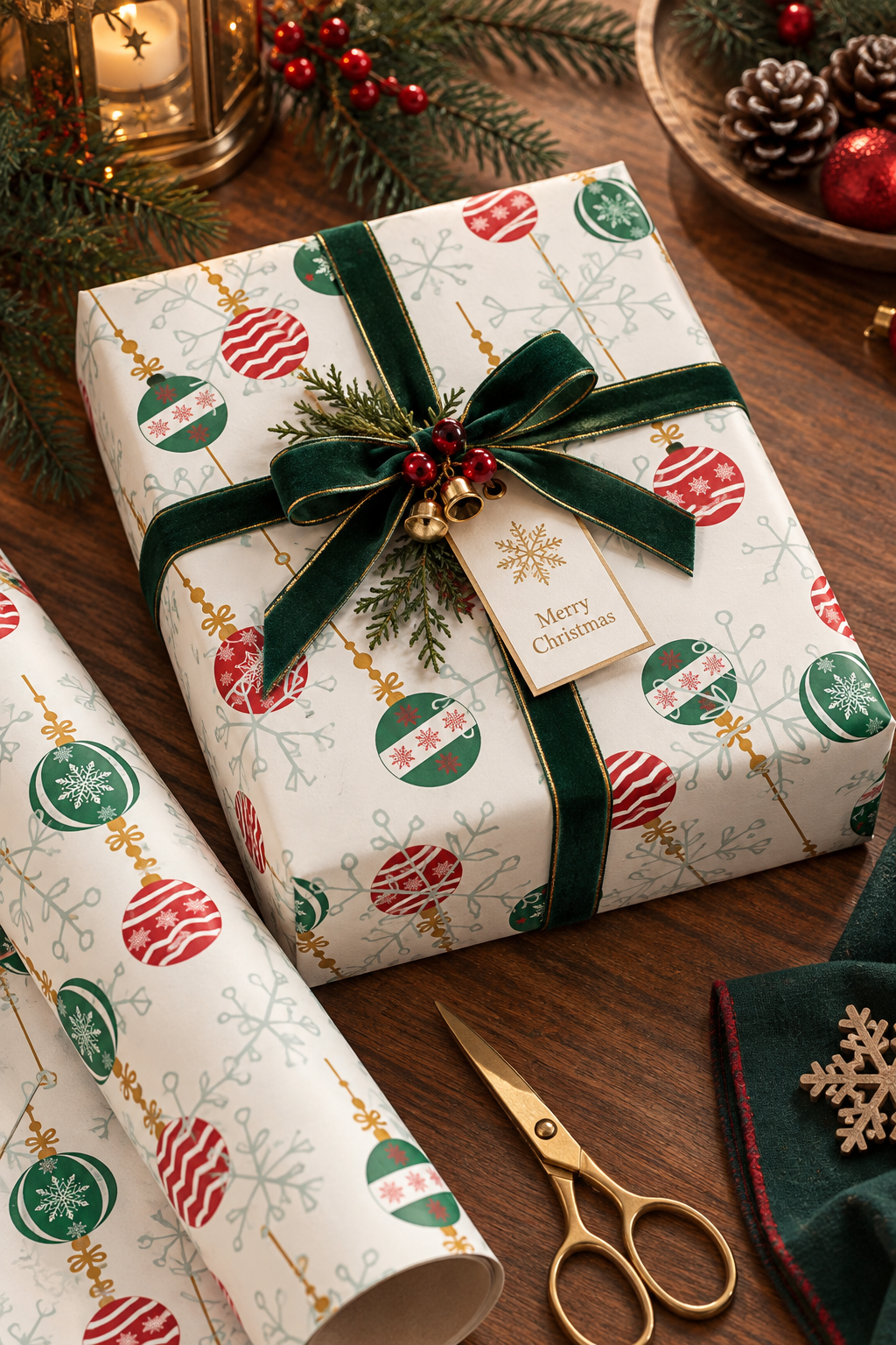 Christmas Ornament Wrapping Paper Roll
