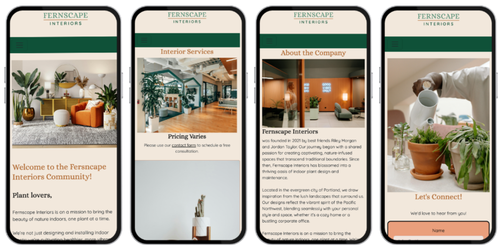 Fernscape Interiors  Mobile Mockups