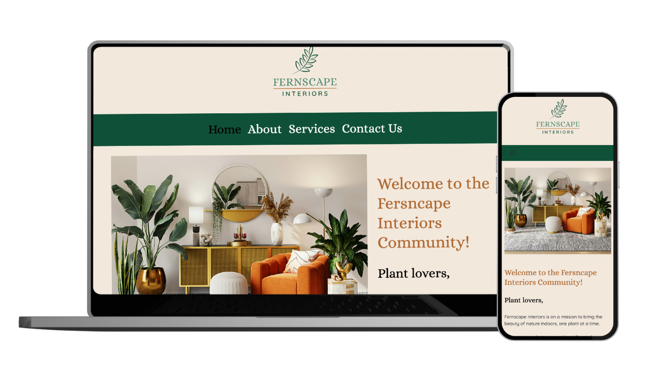 Fernscape Interiors Mobile Desktop mockup