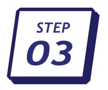 Step 03 in a guide, shown on a stylized sign or label with a blue and white design.