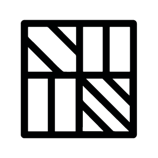 Black play button icon on a white background
