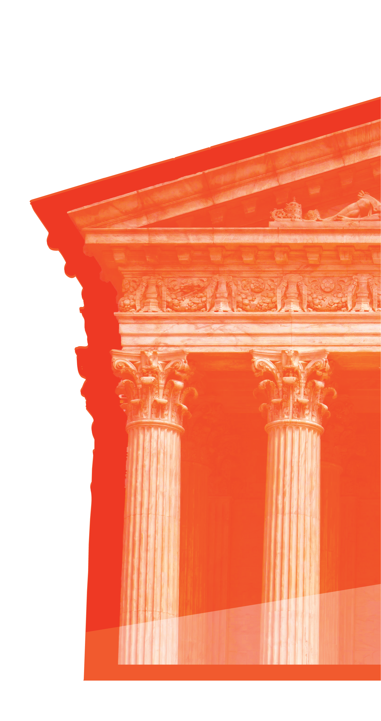 Photograph of ancient Greek or Roman classical architecture with two large columns and a detailed pediment.