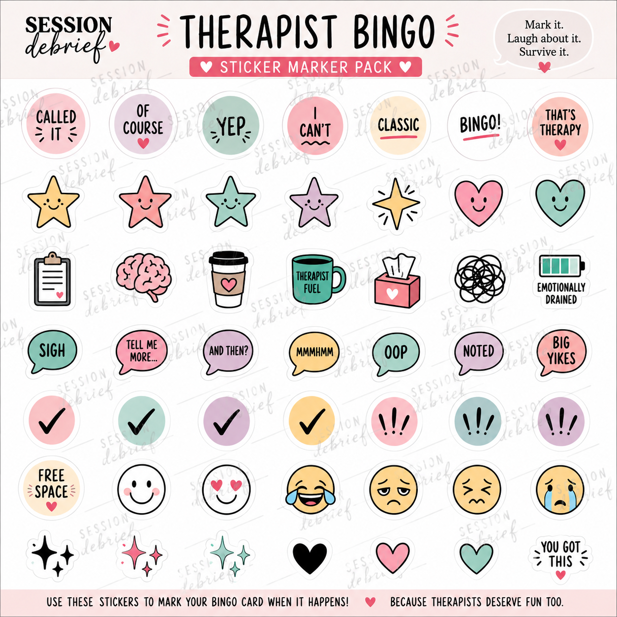 Therapist Bingo + Sticker Marker Pack