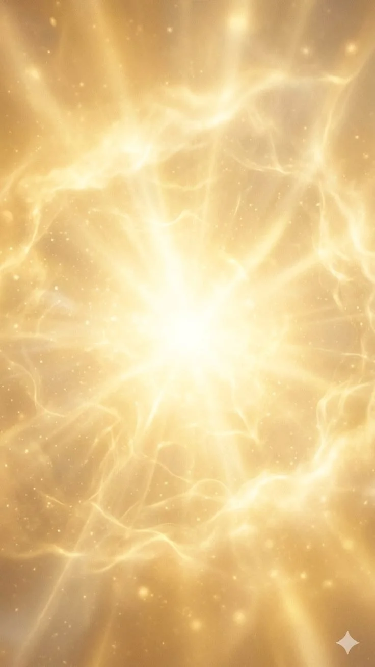 Bright golden explosion with swirling light and particles.